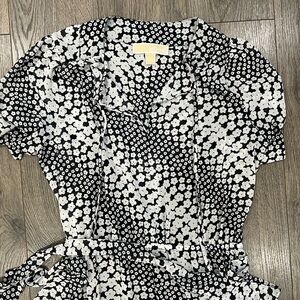 Michael Kors Black and White Belted Floral Dress